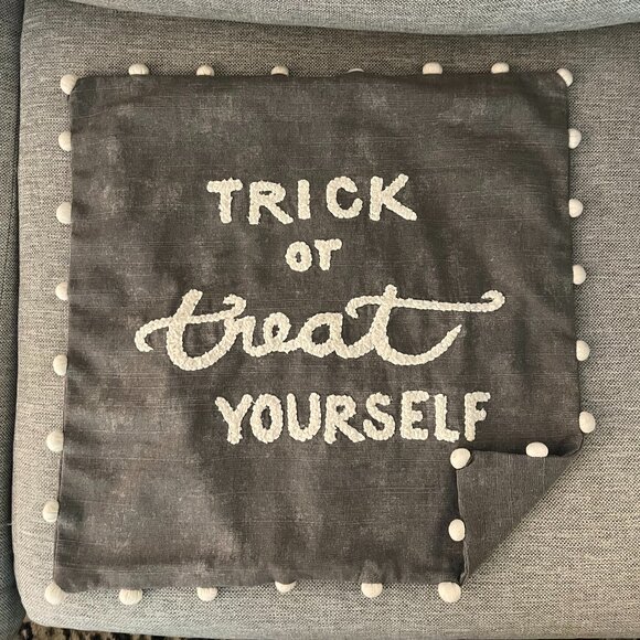 Pottery Barn Other - Pottery Barn - Trick or Treat Yourself Embroidered Pillow Cover, 18", Gray Multi